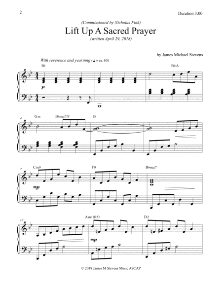 Lift Up A Sacred Prayer Piano Composition Page 2
