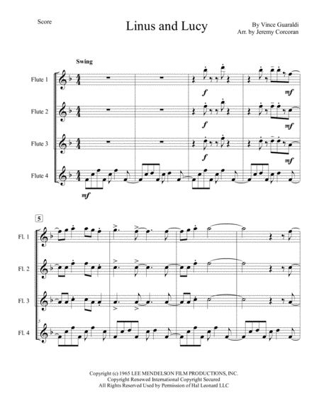 Linus And Lucy For Flute Quartet Page 2