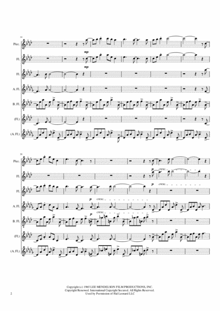 Linus And Lucy From Peanuts For Flute Ensemble Page 2