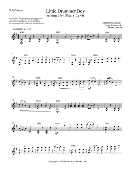 Little Drummer Boy Violin Solo For Solo Violin Page 2