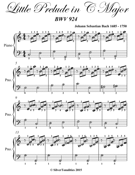 Little Prelude In C Major Bwv 924 Easy Piano Sheet Music Page 2