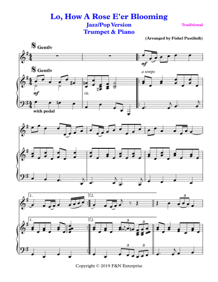Lo How A Rose E Er Blooming For Trumpet And Piano Video Page 2