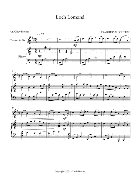 Loch Lomond Arranged For Piano And Bb Clarinet Page 2