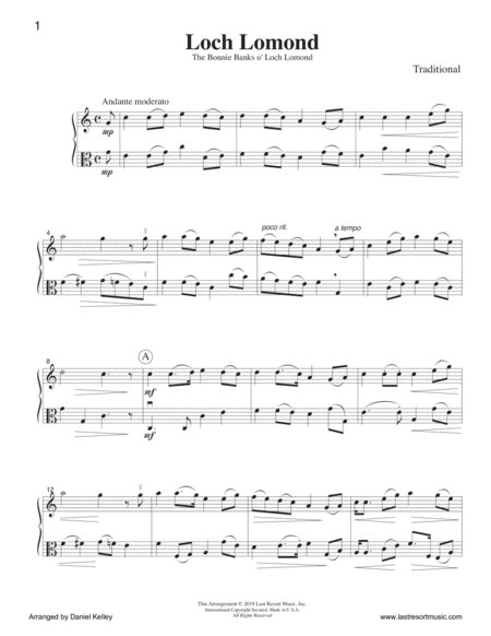 Loch Lomond For Flute Or Oboe Or Violin Viola Duet Music For Two Page 2