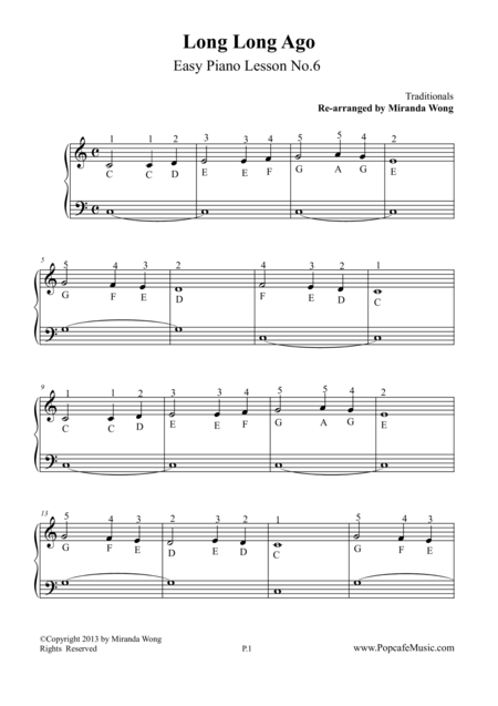 Long Long Ago Easy Piano Lesson No 6 Page 2