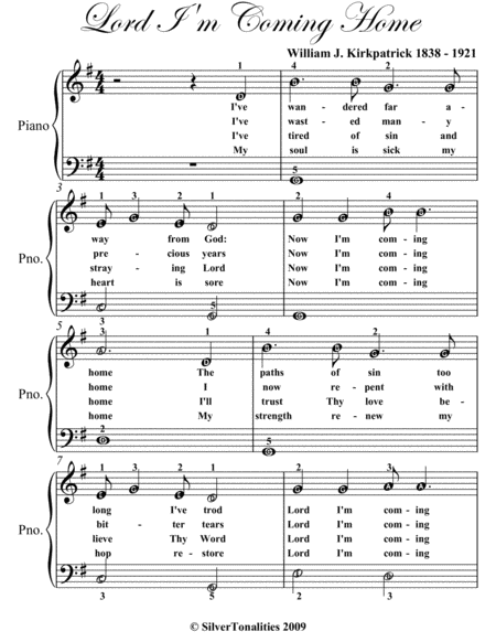 Lord I M Coming Home Easy Piano Sheet Music Page 2