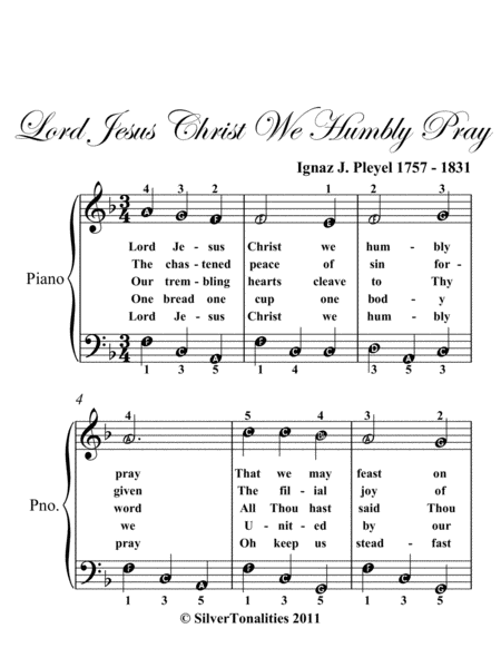 Lord Jesus Christ We Humbly Pray Easy Piano Sheet Music Page 2