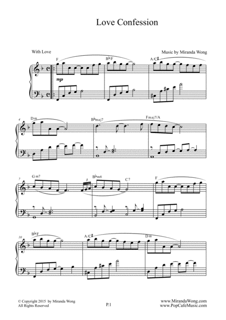 Love Confession Wedding Piano Music By Miranda Wong Page 2