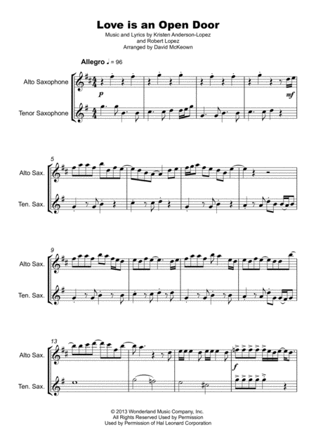 Love Is An Open Door Duet For Alto And Tenor Saxophone Page 2