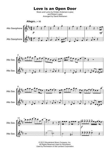 Love Is An Open Door Duet For Two Alto Saxophones Page 2