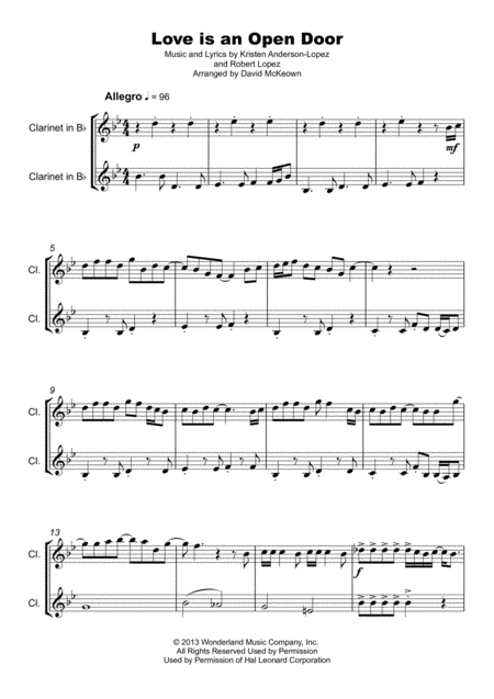 Love Is An Open Door Duet For Two Clarinets Page 2