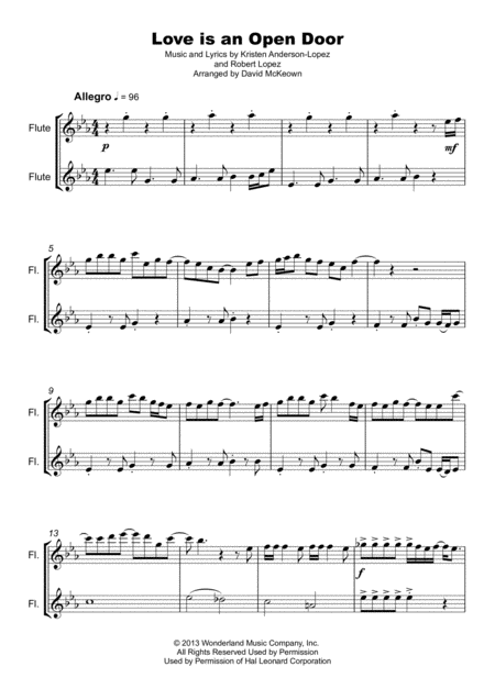 Love Is An Open Door Duet For Two Flutes Page 2