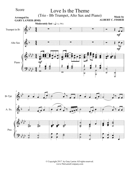 Love Is The Theme Trio Bb Trumpet Alto Sax Piano With Score Parts Page 2