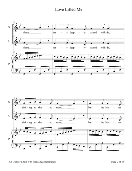 Love Lifted Me For Sa Choir With Piano Accompaniment Page 2