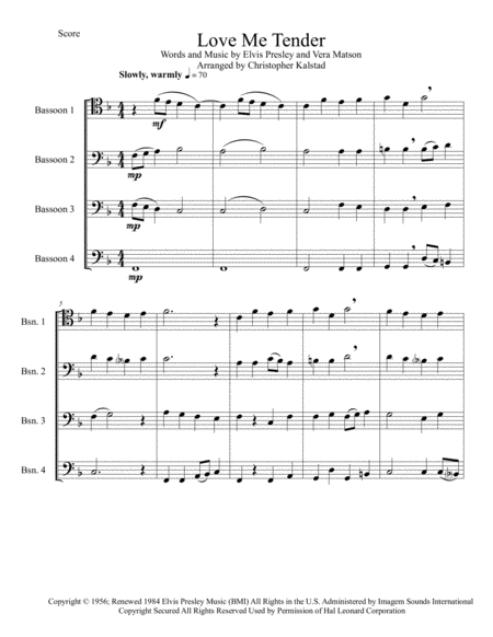 Love Me Tender Bassoon Quartet Page 2