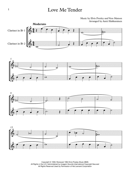 Love Me Tender Clarinet Duet Page 2