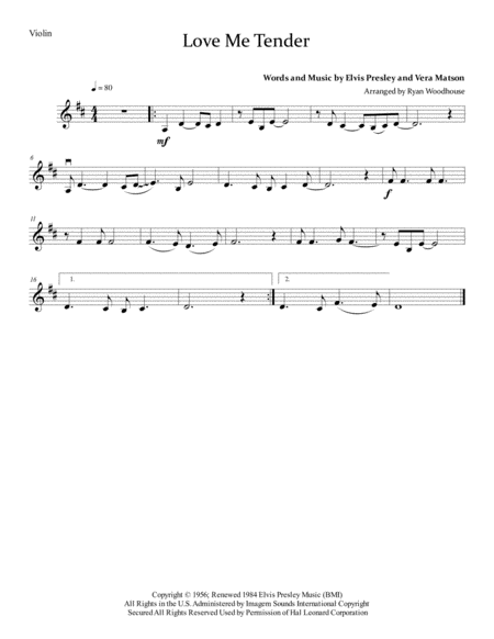 Love Me Tender Violin And Cello Duet Page 2