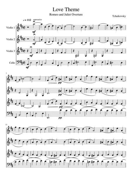 Love Theme From Romeo And Juliet Three Violins And Cello Page 2