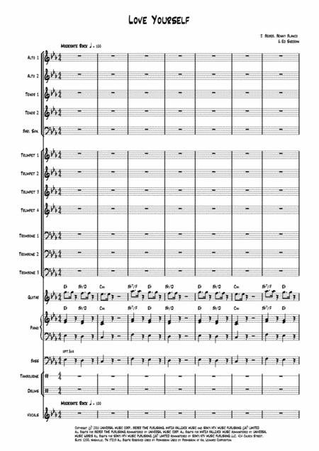 Love Yourself Jazz Band Arrangement 5 Sxs 4trps 3troms And Rhythm Features Trumpet Section Alto Sax Solo Building Up To Full Ensemble Level 2 Page 2