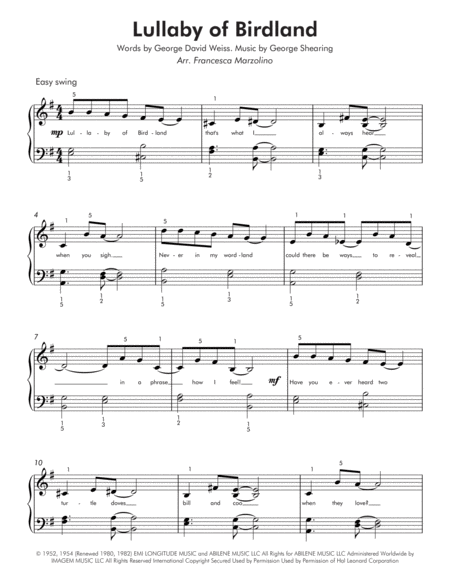 Lullaby Of Birdland Easy Piano Page 2