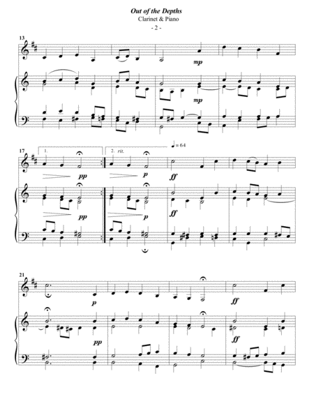 Luther Out Of The Depths For Clarinet Piano Page 2