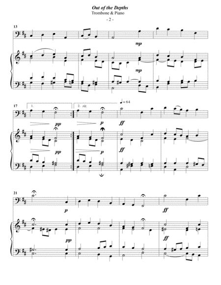 Luther Out Of The Depths For Trombone Piano Page 2