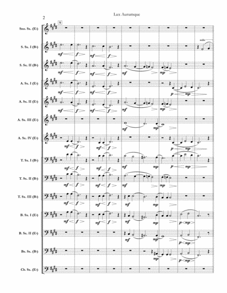 Lux Aurumque For Saxophone Choir Full Score Set Of Parts Page 2