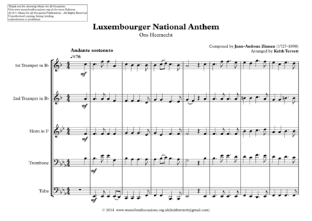 Luxembourger National Anthem For Brass Quintet Page 2