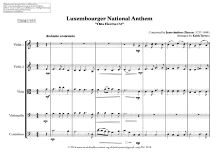 Luxembourger National Anthem For String Orchestra Mfao World National Anthem Series Page 2