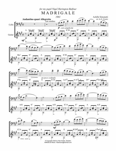 Madrigale For Cello And Guitar A Major Chords Page 2