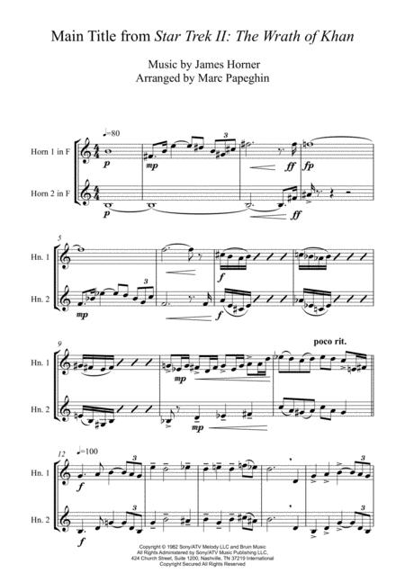 Main Title From Star Trek Ii The Wrath Of Khan French Horn Duet Intermediate Level Page 2