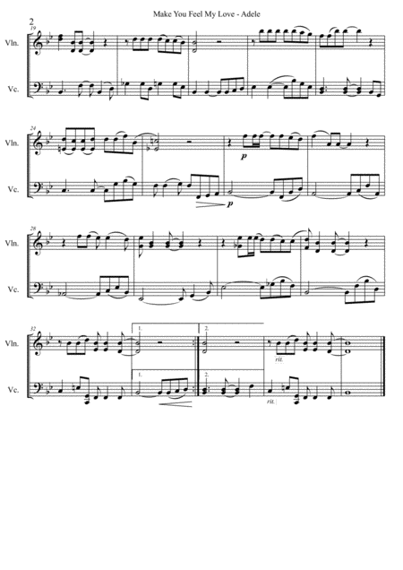 Make You Feel My Love Adele Arranged For String Duet Page 2