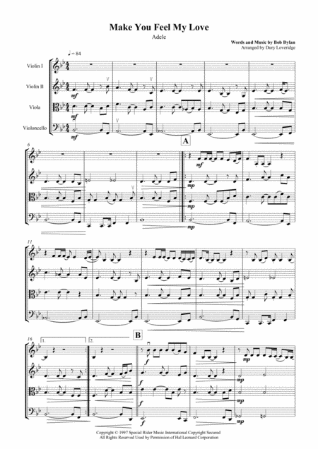 Make You Feel My Love String Quartet Page 2