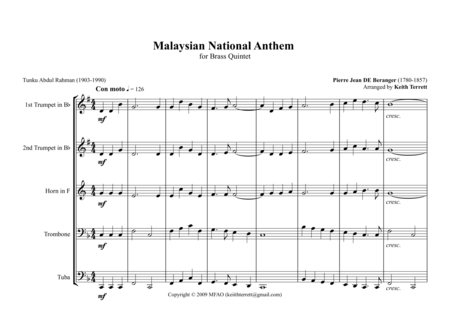 Malaysian National Anthem For Brass Quintet Page 2