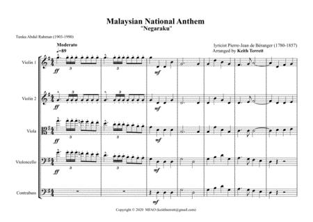 Malaysian National Anthem For String Orchestra Mfao World National Anthem Series Page 2