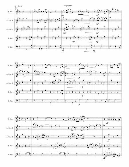 Malgr Moi For Recorder Quintet Page 2