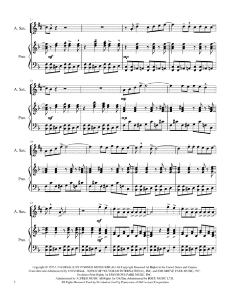 Mamma Mia Alto Saxophone Solo Page 2
