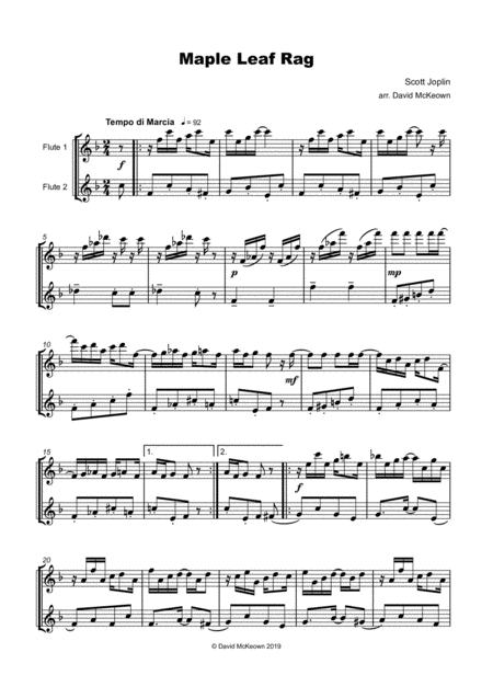 Maple Leaf Rag By Scott Joplin Flute Duet Page 2