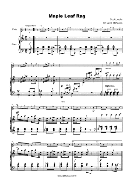 Maple Leaf Rag By Scott Joplin For Flute And Piano Page 2