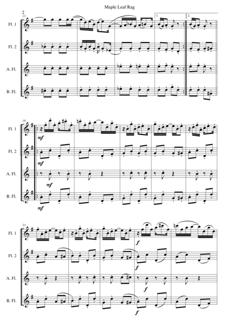 Maple Leaf Rag For Flute Quartet 2 Flutes 1 Alto And 1 Bass Page 2