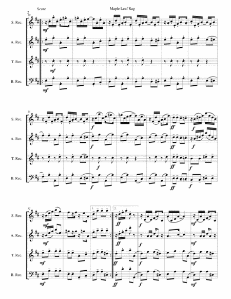 Maple Leaf Rag For Recorder Quartet Page 2