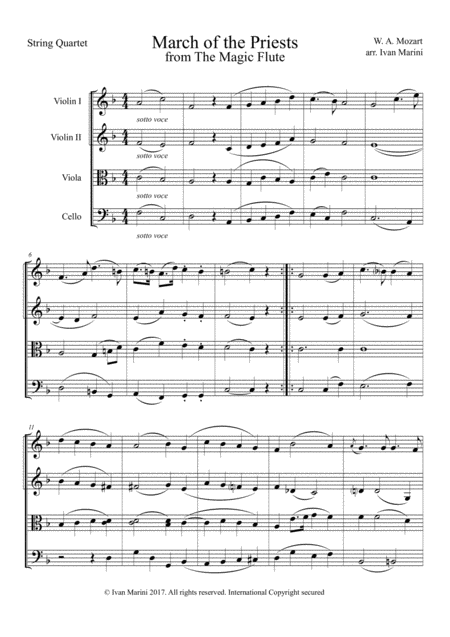 March Of The Priests From The Magic Flute By W A Mozart For String Quartet Or Orchestra Page 2