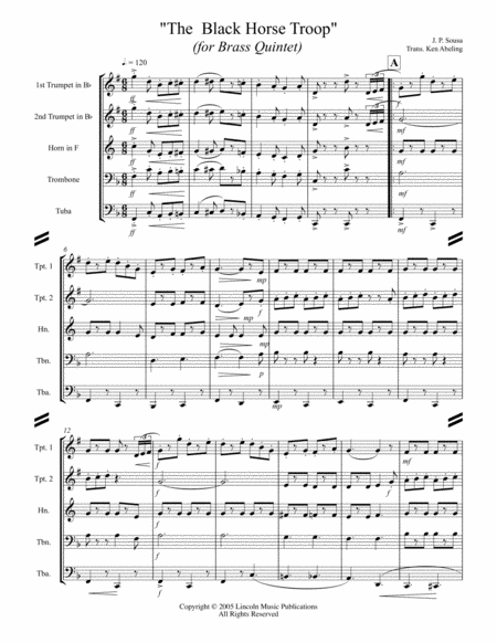 March The Black Horse Troop For Brass Quintet Page 2