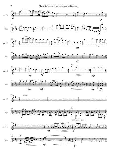 Marie For Shame You Keep Your Bed Too Long For Alto Flute And Viola Page 2