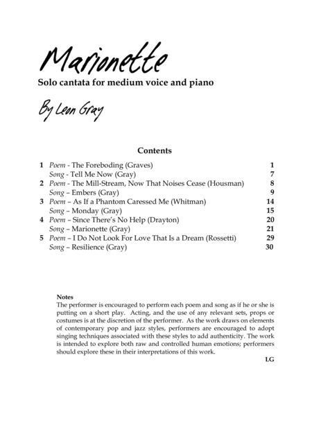 Marionette A Solo Cantata For Voice And Piano Page 2