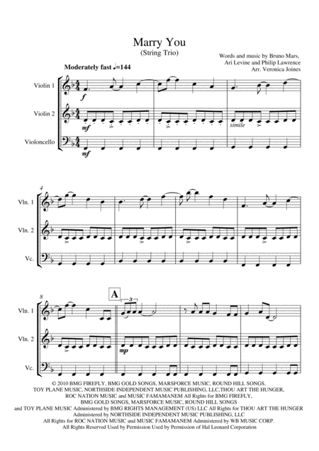 Marry You String Trio Violin 1 Violin 2 Cello Page 2