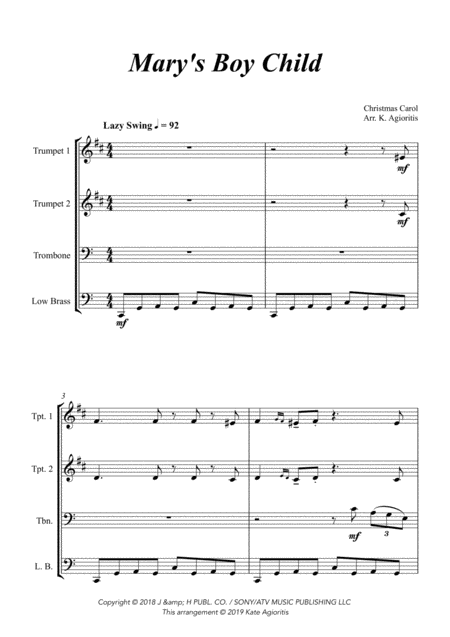 Marys Boy Child Brass Quartet Page 2