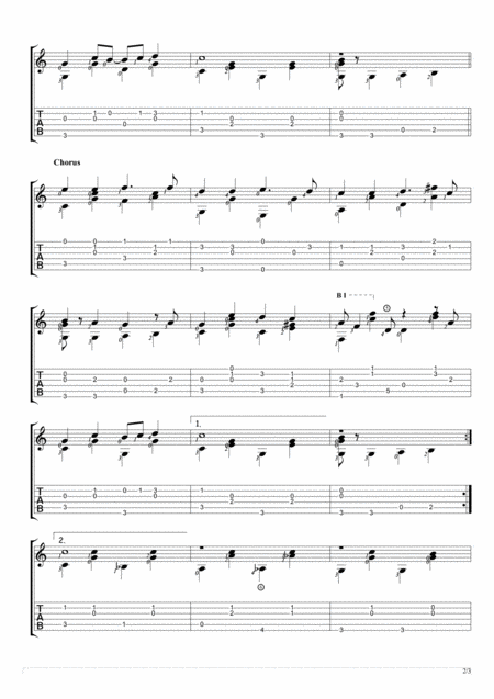 Marys Boy Child Solo Guitar Tablature Page 2