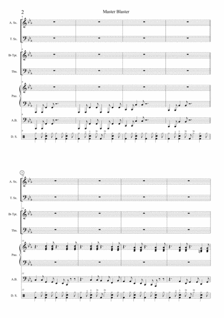 Master Blasters Wonder Score And Individual Parts Alto Sax Tenor Sax Trumpet Trombone Piano Bass Drums Page 2