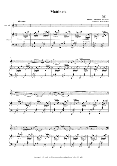 Mattinata For French Horn Piano Page 2